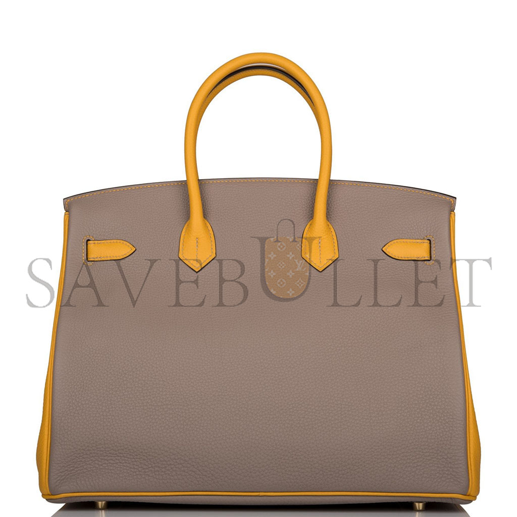 HERMÈS BIRKIN 30 EPSOM ASPHALT GREY AND AMBER YELLOW GOLD BUCKLE H028369CK15 (30*23*15cm)